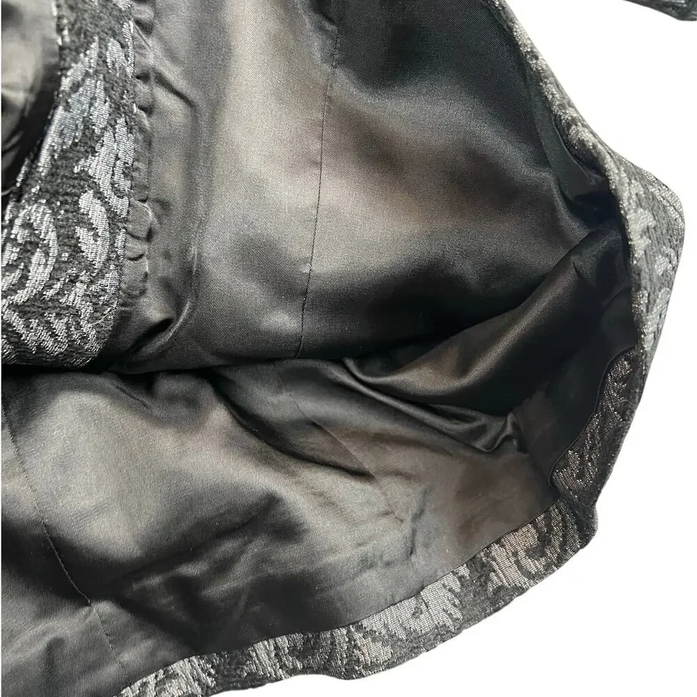 NWT Jones New York Y2K Black Gray Brocade Cropped Blazer Jacket - 10